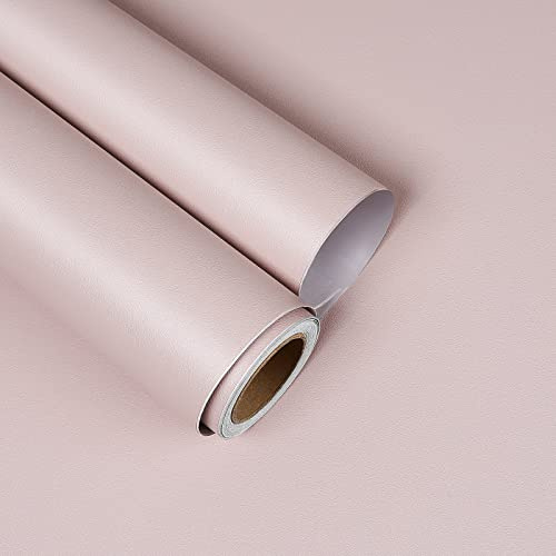 YENHOME Pink Wallpaper Self Adhesive Pastel Pink Contact Paper Peel and Stick Wallpaper Textured for Girls Bedroom Vinyl Removable Contact Paper for Cabinets Desk Dresser Drawers Matte 17.7X200