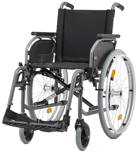 Bischoff & Bischoff S-Eco 2 Rollstuhl Faltbar für Transport und Reise, Mit Kniehebelbremse, für zu Hause und Unterwegs, 52 cm Sitzbreite, Anthrazit