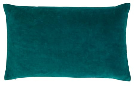 Christy Jaipur Luxury Filled Cushions| Silky Cotton Velvet | Plush and Quilted | Generously Filled | 30cm x 50cm | Peacock Blue Green
