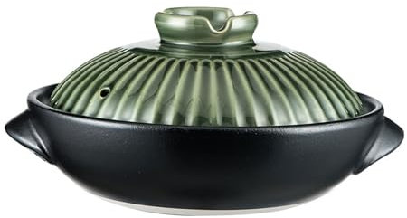 pots en terre cuite pour la cuisine, Cocotte en terre cuite, marmite en argile, marmite en pierre avec couvercle, ustensiles de cuisine, marmite à ragoût for ragoût, soupe, vapeur, marron, 30 cm(Green