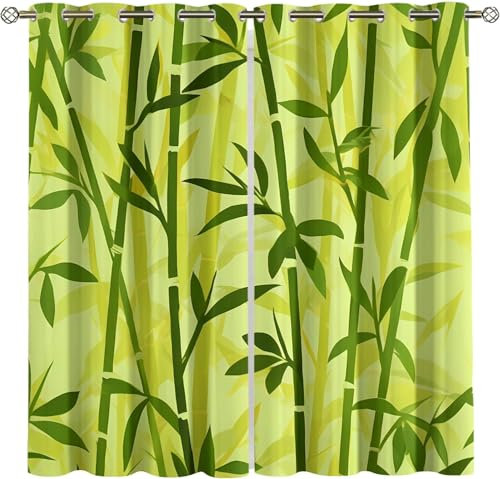 Vorhang Kinderzimmer Pflanzenblätter Kinder Vorhänge Mit Ösen Polyester Gardinen Thermovorhang Blickdicht Ösenschal Kindergardinen 140X160 cm (B + H) Für Wohnzimmer,2Er Set-808653182