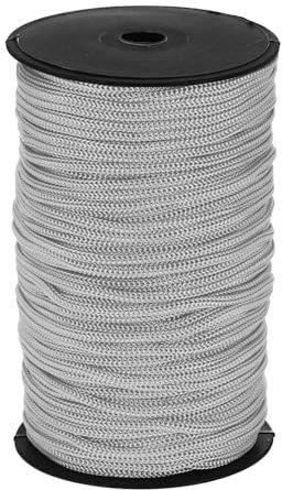 sourcing map 5mm Polypropylene Rope Braided Ropes, 100m Nylon Rope Hollow Utility Cord for Clothesline, Camping, Hiking, Outdoor, Light Grey
