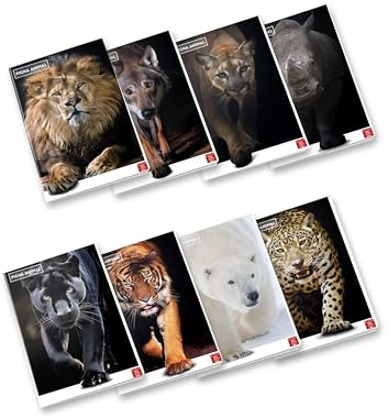 Pigna, Maxi Quaderno Animal, f.to A4 21x29,7 cm., pagine 80 + risguardo, carta 80 g/m², interno 0C, Righe con Margine, Copertine Assortite, 10 pezzi
