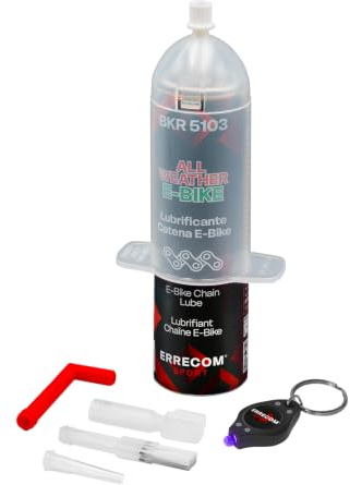 Errecom BKR 5103 E-BIKE ALL WEATHER Lube Bike Chain for Electric Bikes, all Weather Conditions, Protected lubricant: no contact with propellant gas, Bag on Valve technology 60 ml + UV lamp