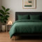 VEL VET HOME VelvetHome Bettwäsche 135x200 Baumwolle Dunkelgrün Öko-Tex Made in EU 2-teilig Bettwäsche-Sets mit Reißverschluss 1x Bettbezug 135x200 cm + 1x Kissenbezug 80x80 cm
