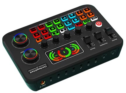 F999 Carte son externe en direct avec diffusion en direct Studio chantant Enregistrement vocal Podcaster Équipement auditif