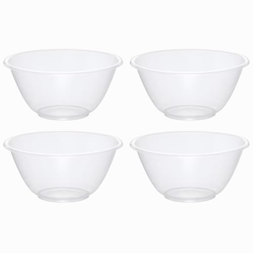 eMKay® Set of 4 Clear 20cm Plastic Mixing Bowls – 2.3L BPA-Free Food-Safe Nesting Bowls for Kitchen Prep, Baking & Serving – Microwave & Dishwasher Safe Lightweight Bowls