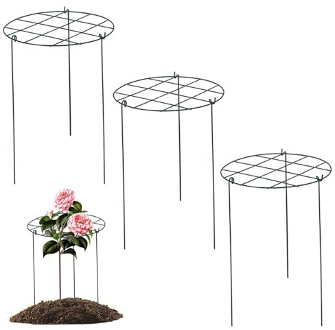 Hperu tomatväxtstöd, 3 st 35 x 45 cm pionburar och stöder järn som växer genom växtstöd med 3 ben, för rotomat orkidéer vinrankor pionstöd