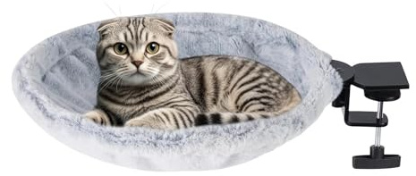 Cama de escritorio para gatos – Felpa ergonómica de 15,75 pulgadas | Espacio Giratorio para Dormir para Mascotas - Lugar de Descanso y Antideslizante para Gatos Alféizar de la Ventana Estante