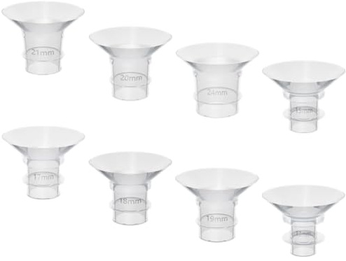 Insert Tire Lait 8 Pièces, Réducteur de Téterelle en Silicone | Blanc, Compatible Tire-lait Électrique et Portable, Lot de 8 Tailles 15mm à 24mm