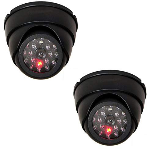 BW 2pcs Dummy Fake Surveillance Security CCTV Dome Camera With LED Blinking Real imitation Black
