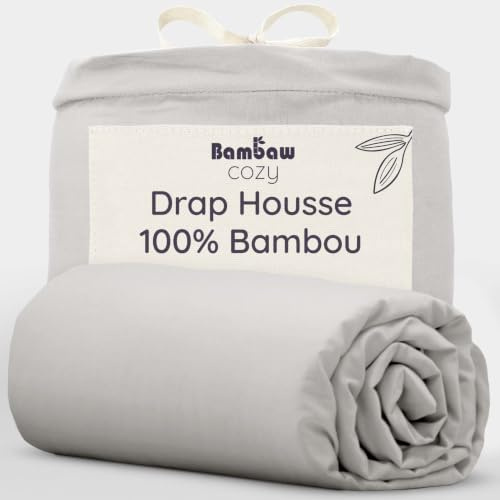 Bambaw Bamboo Deep Fitted Sheet King Size 150x200 cm, Deep Pocket 35cm, Anti Allergy Bedding, 100% Bamboo Fibre, Summer Bedding for Night Sweats, Cooling Bed Sheets King Size 150x200 cm (Grey)