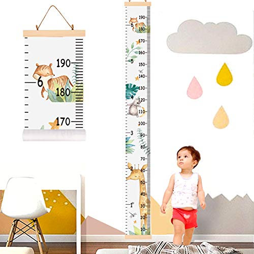 YZNlife Messlatte Höhe Diagramm, Tier Höhe Wachstum Diagramm Kindermesslate, Aufrollbare Wachstum Wall Chart, Höhenmesser für Kinderzimmer Kindergarten, Wandabziehbild Wachstumsmesser