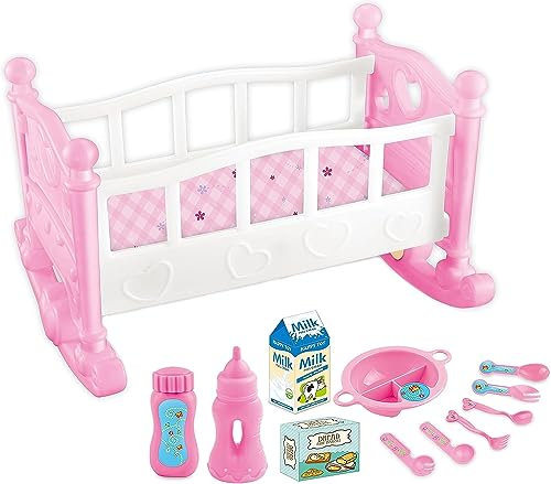 Quickdraw Berceau à bascule pour bébé avec téléphone portable, couverture et oreiller Rose W0186