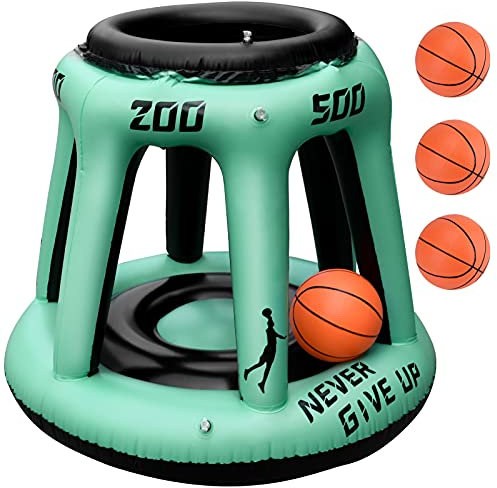 RosewineC - Set di canestro per piscina, gioco di nuoto, ideale per sport acquatici e giochi di trucco con 3 palline gonfiabili incluse per bambini e adulti