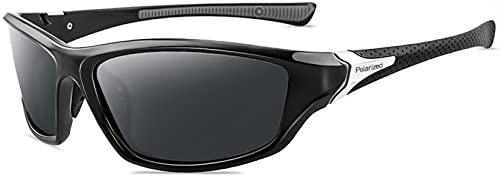 YUELUQU Polariserade sportglasögon solglasögon för män kvinnor förarglasögon cykelsportglasögon skidåkning bilkörning fiske löpning vandring UV400 skydd, svart, M