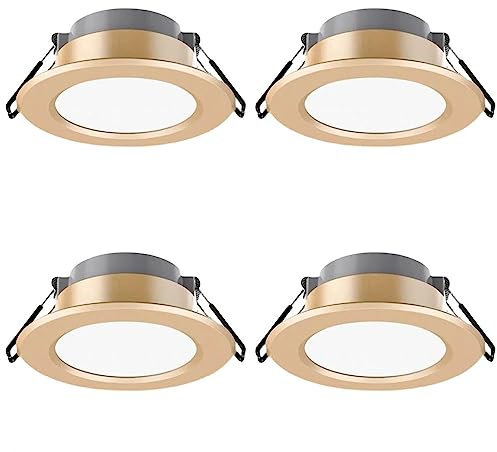FROIDEXG Downlight Led Focos Empotrados Comerciales para El Hogar Sala De Estar Dormitorio Lámpara De Techo Antideslumbrante Dorada 3W5W7W Aluminio PC Puede Luces 1 Paquete / 4 Paquetes