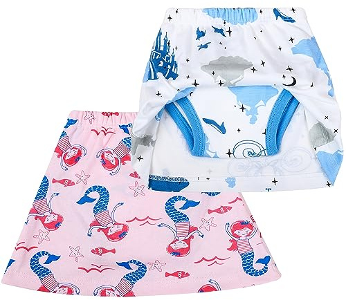 MOEMOE BABY Calzones de Entrenamiento niño Faldas de Pañal Pantalones de Entrenamiento para bebé Pantalones de pañales con sueño 2 Paquetes, Sirena, 4 años