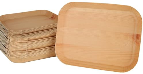 VIDETOL 100Pcs Disposable Palm Leaf Plates, 16.5×12.5CM Square Biodegradable Plates, Wooden Plate for Home, Outdoor Parties, BBQ and Picnics