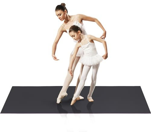 Portable Marley Dance Floor Mat, Triple Thickness 5mm, Ideal for Tap Dance, Ballet, 3' x 6' Black