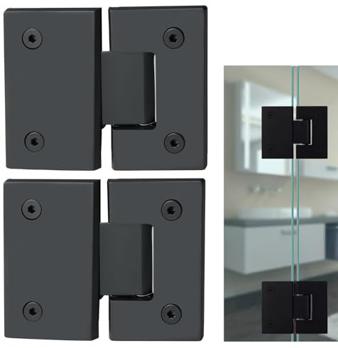 Cokritsm Glastür Scharnier Edelstahl 180 grad für 8-12mm Duschtür Türbeschlag Türbeschläge Beschlag Klemmscharnier Verstellbare Türklammer für Vitrine Weinschrank Glastür Scharnier Schwarz