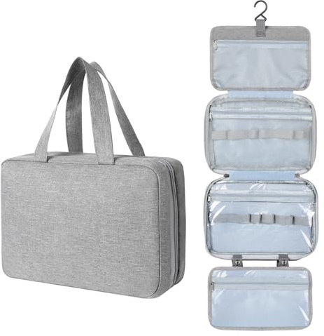 AiQInu Kulturbeutel zum Aufhängen, Kulturtasche Unisex Faltbare Waschtasche Kosmetiktasche Reisezubehör mit Haken für Damen und Herren