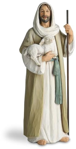 ShineOnAngel Figura de El Buen Pastor Decoración del Hogar Estatua Religiosa de Mesa Interior Regalo Religioso