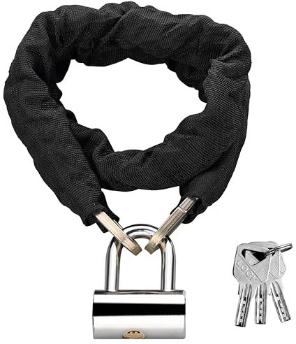 EYPINS Motorrad Kettenschloss-100cm ø7mm Hohe Sicherheit Fahrradschloss mit 12mm Anti-U-Schloss&Schlüssel, Motorradschloss Heavy Duty Anti-Diebstahl für Fahrräder, Motorräder, E-Bike und Tore |Schwarz