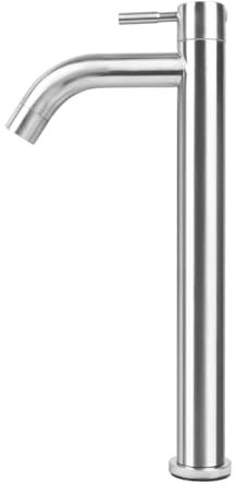 Minnhua Mitigeur Salle de Bain Lavabo à Grande Hauteur, Robinet à Bec Courbé en Acier Inoxydable Brossé Argenté, Eau Froide