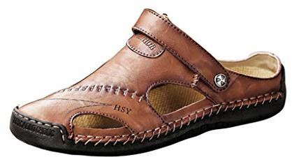 Générique Sandales Homme Randonnée Chaussure Pied Nu Pieds Medicale Semelles Amovibles Cuir Sabot Mule Chaussures Effet Sandale Plage Claquette Hommes Aquatiques Ete Confortable Fermé Respirante Été