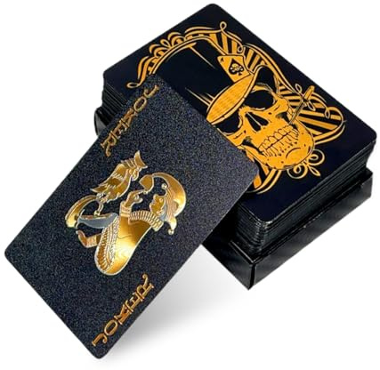 OHREN Cartes à Jouer en Plastique Imperméables pour Jeux de Fête et Cadeaux (Noir)