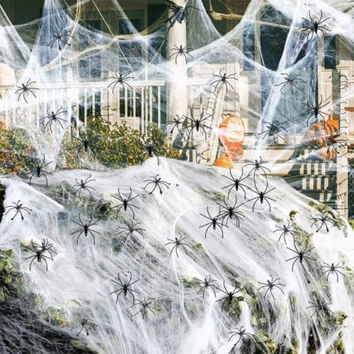 Lot de 30 toiles d'araignée en plastique - 100 g - Décoration effrayante pour Halloween - Pour extérieur, intérieur, jardin, table à manger, porte, plafond, fenêtre, maison hantée - Décoration