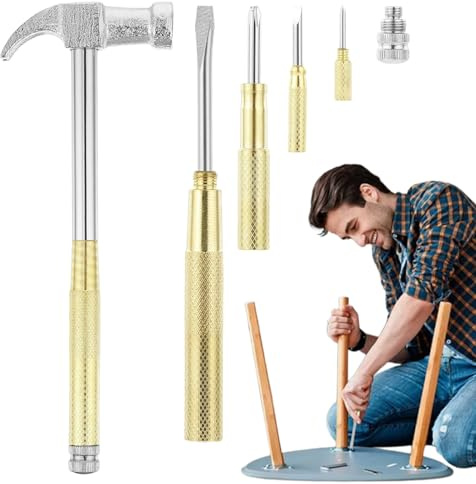 Martillo corto y antideslizante, ligero, robusto martillo y destornillador para forja, construcción, camping, automoción, fabricación de joyas y carpintería