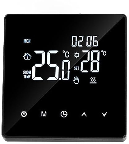 Keenso Digital Programmerbar Hemtermostat med Intelligent LCD-skärm för Elektrisk Golvvärme AC90-240V, Enkel Installation för Hemmakontorshotell (WiFi, (röstkontroll för Yandex Alice, för)