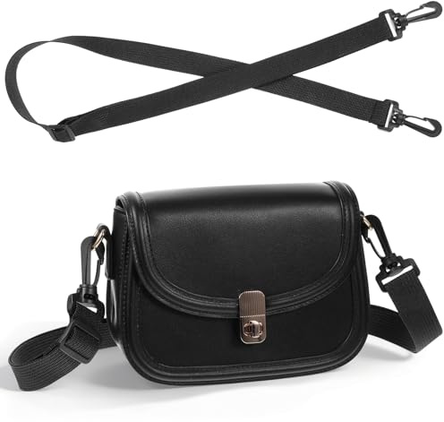 Hadnves 2 Pack Adjustable Shoulder Straps with Swivel Clips Hooks Buckle Replacement Shoulder Strap Crossbody Bag Belt for Water Bottle Carrier Sling Bag (Black)
