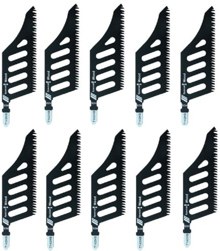10x acclookss T142HB T Shank HCS Wood Flush CuT142HB Jigsaw Blades for Dewalt, Bosch and Many Others