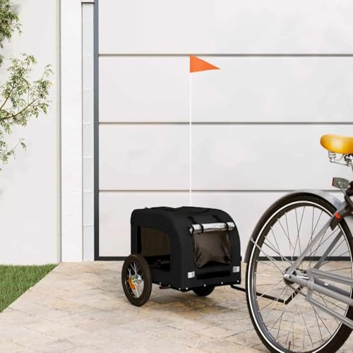 Nqyjm Rimorchio Bicicletta Cani Nero Oxford Tessuto e Ferro per Cani Gatti LH82839