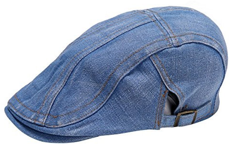 FSSTUD Herren Denim Jean Flatcap Gatsby Cap Schiebermütze Schildmütze Golfermütze Schirmmütze Hellblau