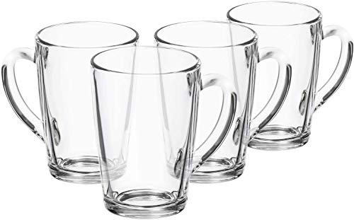 Maison by Premier Light Weight Double Walled Mugs Compact Glass, Versatile Coffee Cups Set of 4, H13 x L8 x W12cm