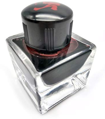 inoxcrom: Frasco Cristal tintero pluma exclusivo 30 ml, en vidrio (italiano), tinta roja, con tapón decorado con la cabeza del dragón Sant Jordi
