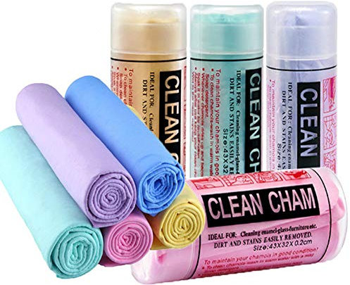 Cura di Auto Pulizia, 5 Pezzi Camoscio Panno di Pulizia per l'auto, per il Lavaggio e l'asciugatura, Panno Scamosciato Sintetico, per Carrozzeria e Vetri Esterni dell'Auto, Super Assorbente (43x66cm)