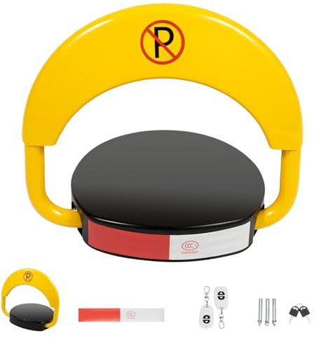 Barrière de Parking Automatique Barriere de Parking avec Télécommande de 20 m et 2 clés- Étanche, IP67 Pliable Barriere Parking avec Bandes réfléchissantes- Alarme automatique - Anti-collision à 180°