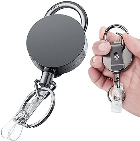VOVIGGOL Llavero Extensible Retractil, Mosquetón de Carrete de Tarjeta y Clip de Cinturon con Cordón de Nylon Extensible para Soporte de Tarjeta ID, 70 cm