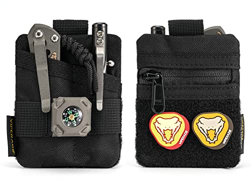 VIPERADE VE13 Mini Pocket Organizer, Nylon Pocket Tool Pouch Storage with DIY Patch Area for EDC Gears, EDC Knuckle, EDC Coins, Small EDC Pouch - Black