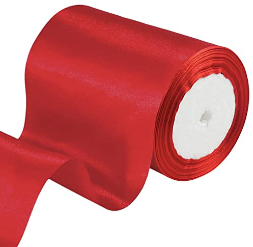 POPOYU Cinta de Raso Junco10cm Ancha,23M Lazo Regalo Cinta Navideña Rollo de Cinta de Satén,Cinta de Regalo Cintas para Boda Cumpleaños Día de San Valentín Navidad árbol Cinta Envolver Regalos