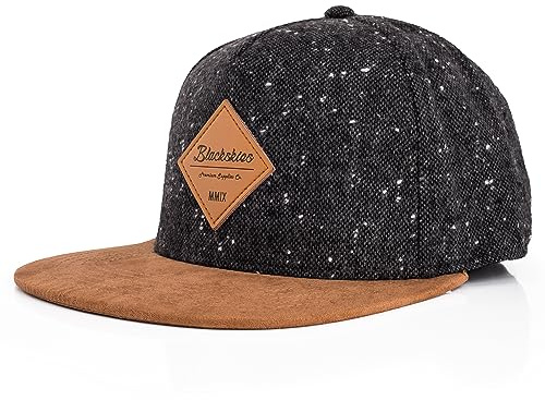 Blackskies® Port Dover Snapback Cap Gorra De Béisbol Unisex Premium ala Plana con Visera De Ante Sintético - Negro Jaspeado Hombre Mujer Streetwear Outdoor Verano Casual