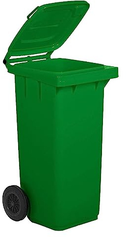 La zappa Bidone per la raccolta differenziata di immondizia con ruote (120 lt - 55 x 50 x 94 cm, Verde)
