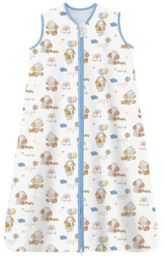 Chilsuessy barn sommar sovsäck 0,5 tog baby sommarsovsäck av 100 % bomull, justerbar längd, ärmlös pyjamas för pojkar och flickor