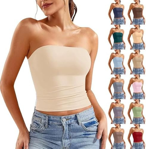 Top Senza Spalline Donna Crop Tops Tube Top a Fascia, Sexy, a Tubo, Slim Fit, Senza Spalline, con Spalle Scoperte, Y2k, alla Moda, Abbigliamento Estivo, con Schiena Scoperta, Tops Estivo