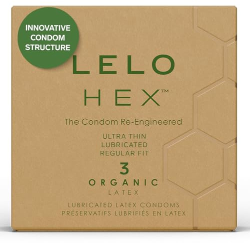 Condones HEX Organic de LELO, Fabricados con Látex de Procedencia Orgánica e Infusionados con L-arginina, Preservativos Ultrasensibles 3 pack